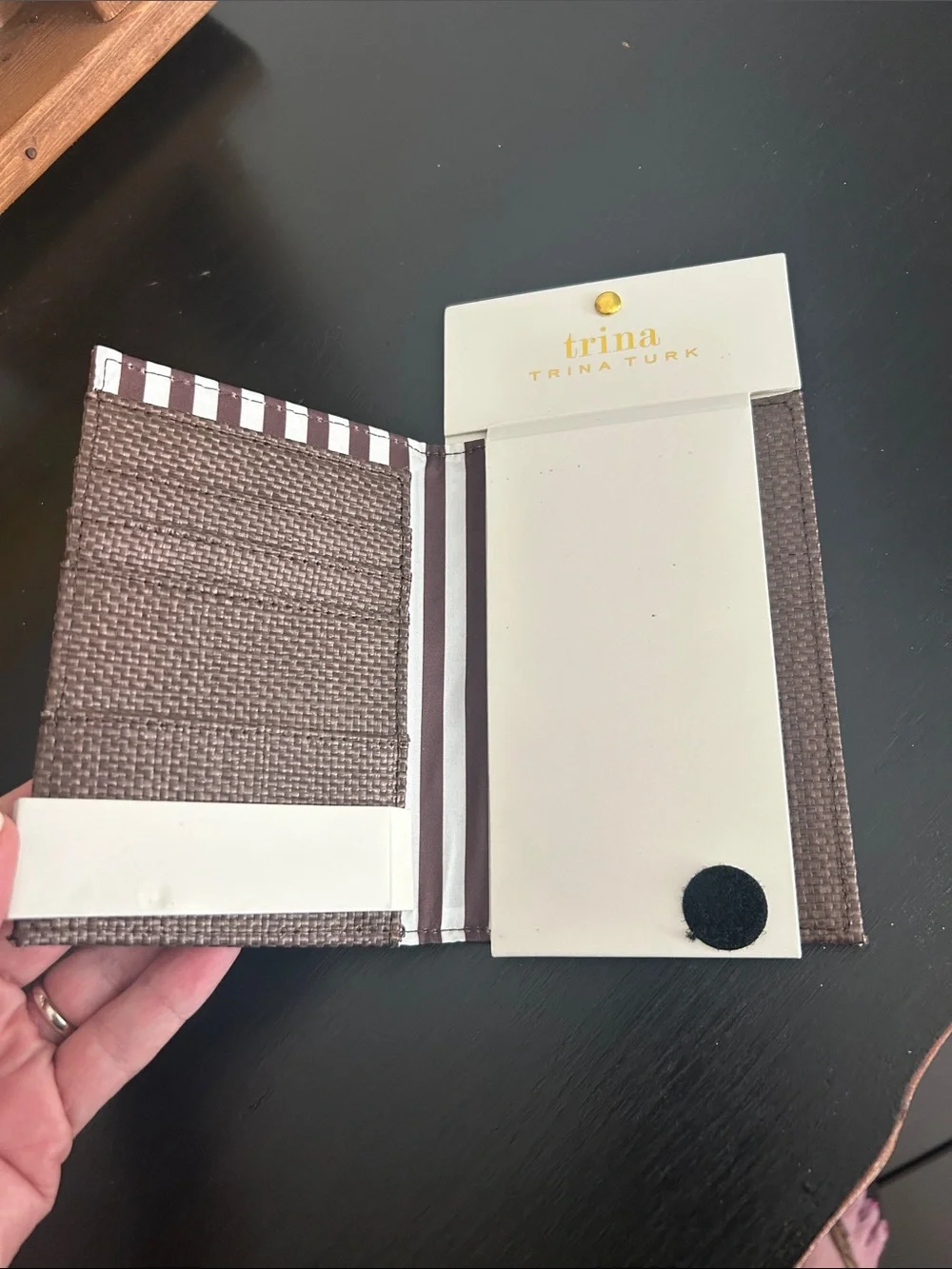 Trina Turk Brown and Cream Polka Dot Passport Case. New Stylish Travel 🧳